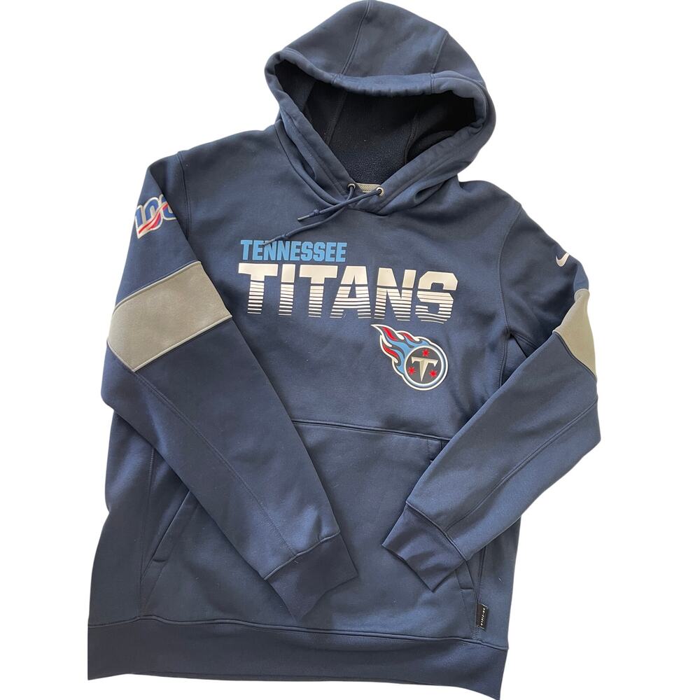 NFL Tennessee Titans Nike Navy Sideline Team Logo Pullover Hoodie Mens Large
